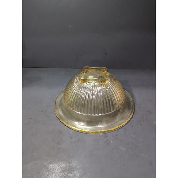 Federal Glass Amber Yellow Ribbed Mixing Bowl, 7.5" Nested Bowl, Vtg Kitchenware - Picture 5 of 8